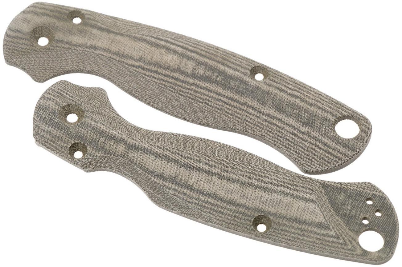 Flytanium Spyderco Paramilitary 2 Lotus Scales, Green Linen Micarta