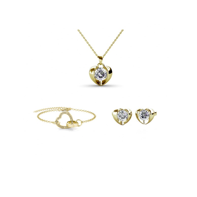 Parure Simply Love Locked Heart for tree - Doré et Cristal