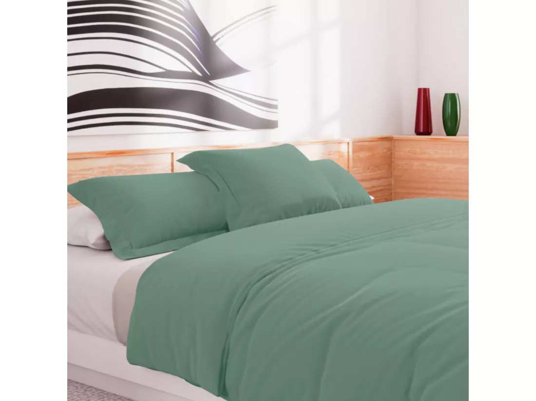 Housse de couette en coton 57 fils 240x220 cm Uni vert eau, par Soleil d'Ocre