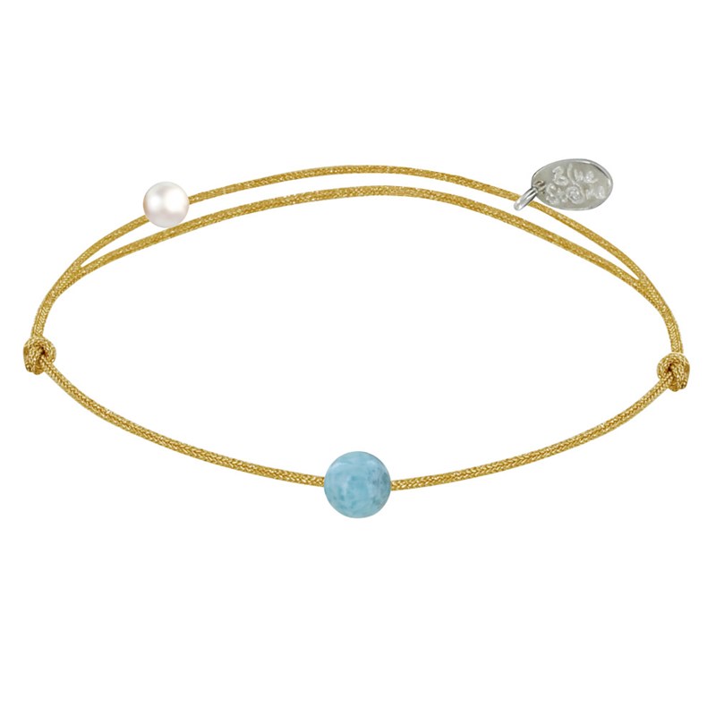 Bracelet Lien Petite Perle de Larimar - Or