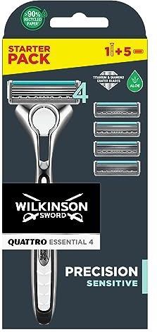 Wilkinson Sword - Quattro Titanium Sensitive - Scheerapparaat - Vervangende Messjes 4st.