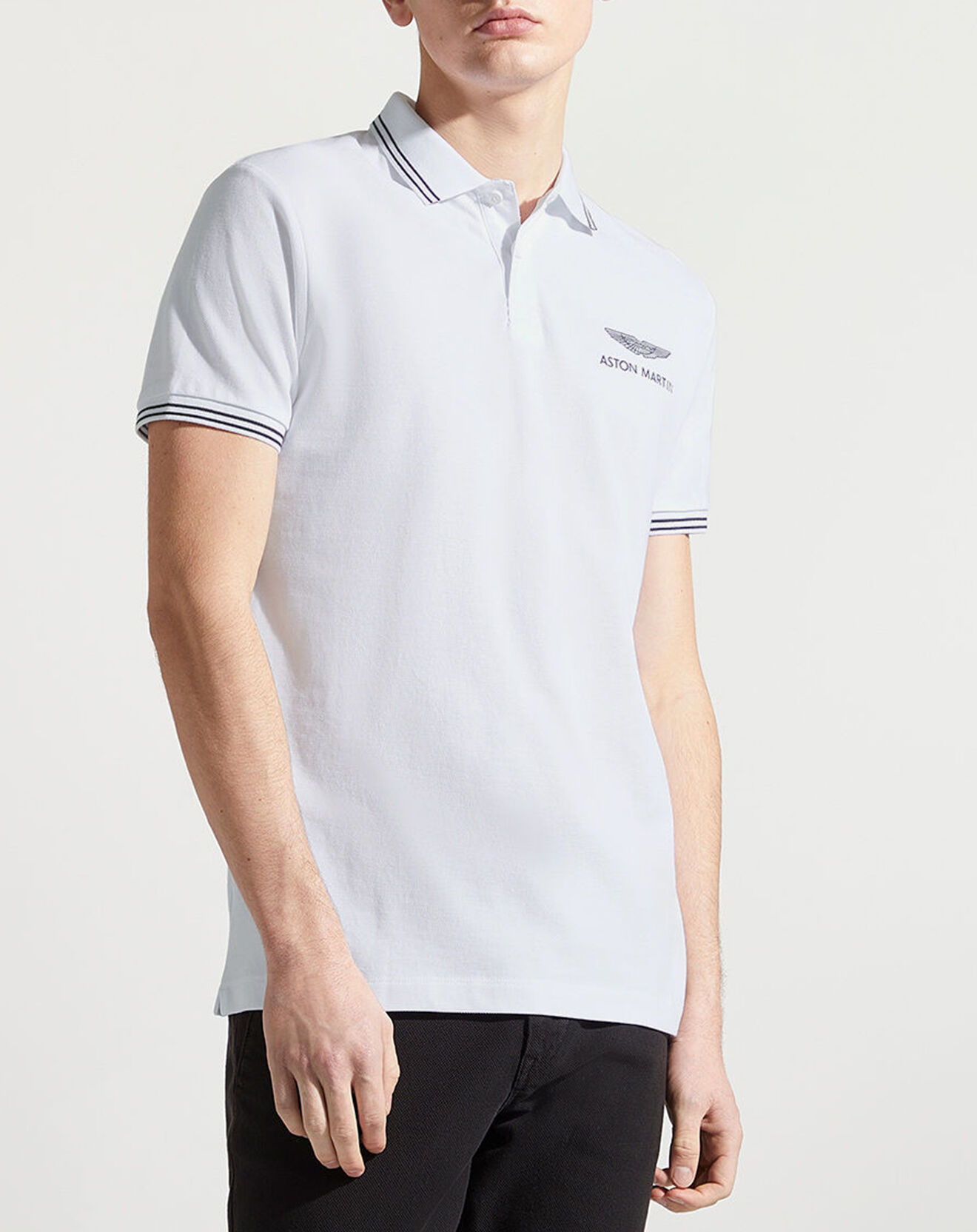 Hackett London Polo Regular Fit uni Aston Martin Racing Logo blanc
