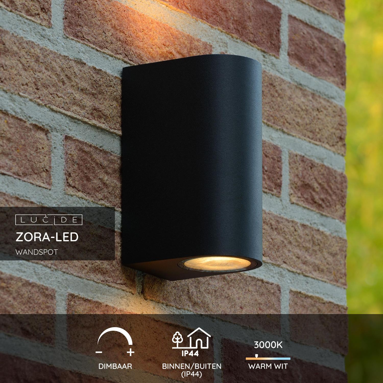 Lucide ZORA-LED Wandspot - Zwart