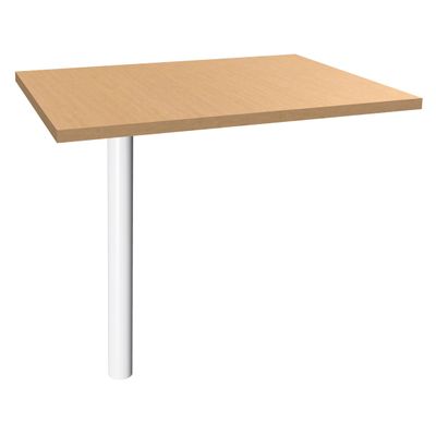 Extension IDRA/DUAL sur pied tube - 80 x 60 cm - Pied blanc - plateau imitation Hêtre