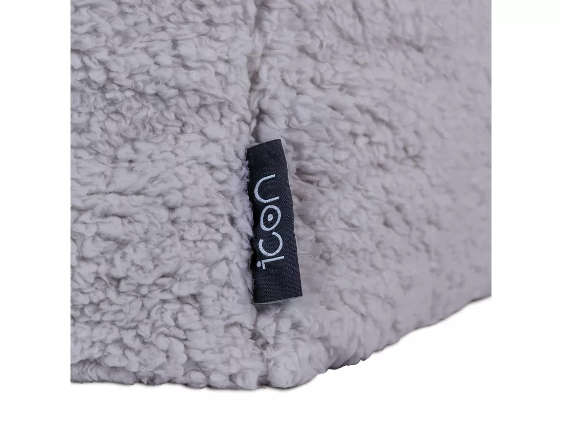 Pouf fauteuil enfant en polaire sherpa gris clair