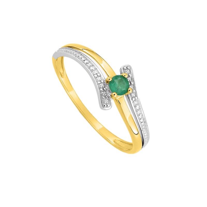 Bague femme - émeraude - Or 9 Carats