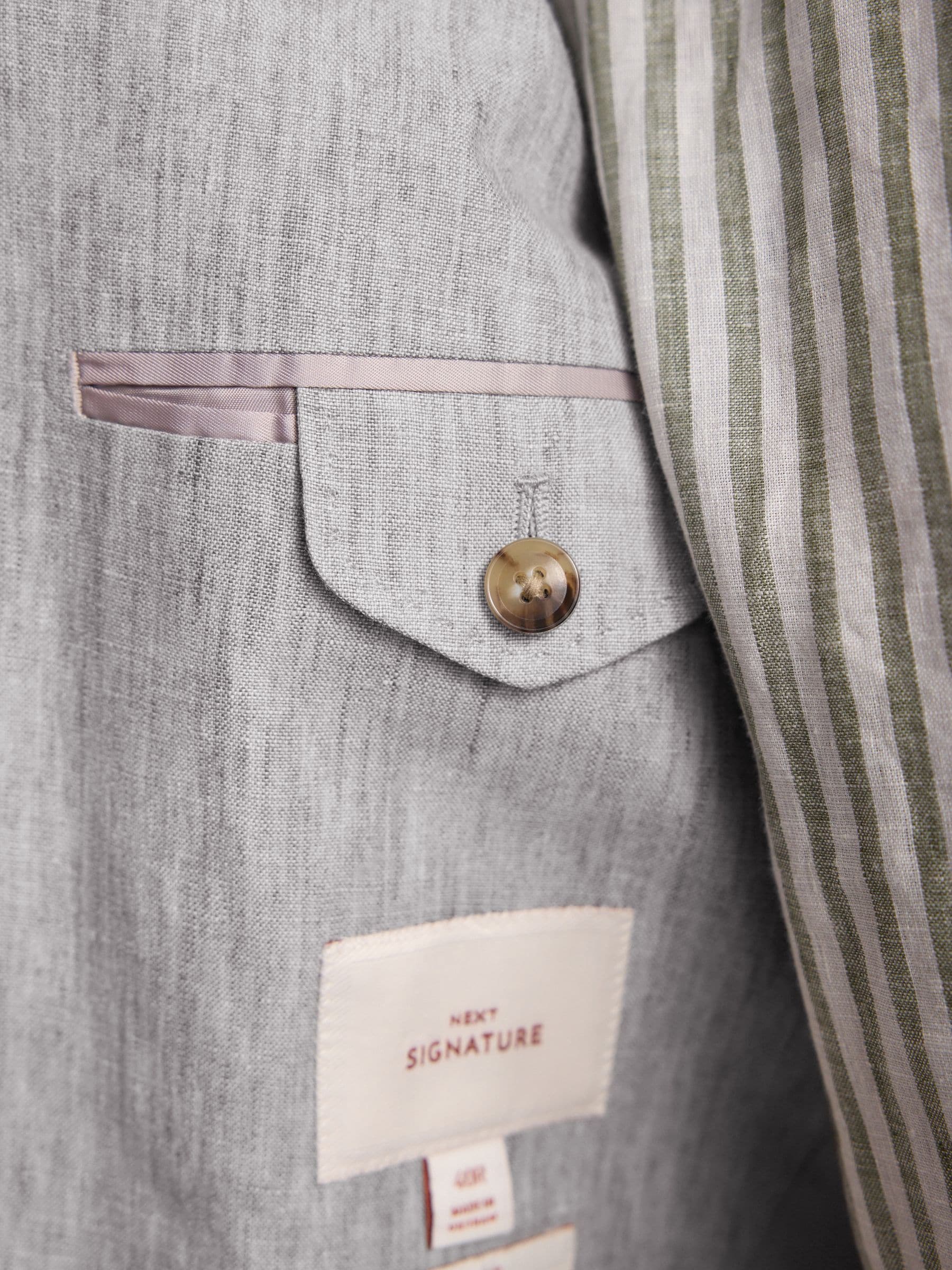 Lichtgrijs - Slimfit Leomaster Italiaans 100% linnen colbert