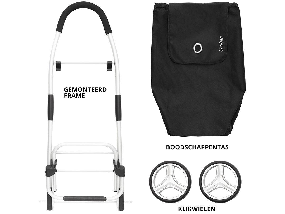 Cruiser 45 liter opvouwbare boodschappentrolley - Black