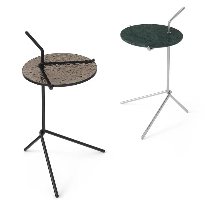 &Tradition - Halten Side Table SH9, Rauchglas / Edelstahl poliert