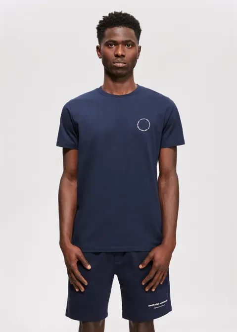 T-shirt met print merk blauw (BLW.D)