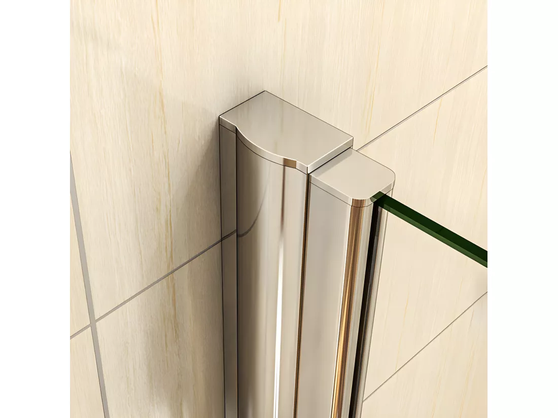 Porte de douche battante H.187cm largeur réglable 159 à 164.4cm, paroi pivotante 180° - Avec 2 éléments fixes - 6mm verre transparent