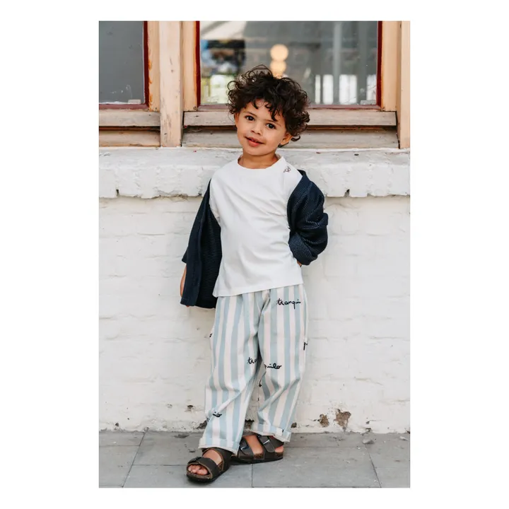 Bonnie & The Gang Pantalon Frits Rayé Coton Bio | Ecru