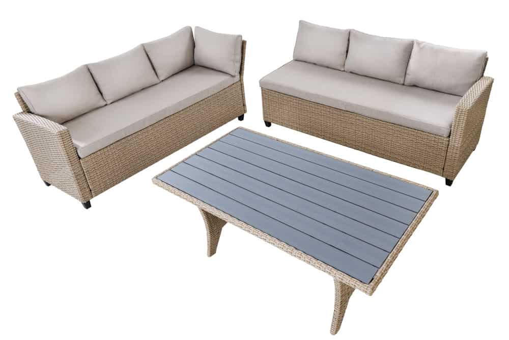 Outdoor Sitzgruppe MONACO 240cm natur Polyrattan Gartenmöbel-Set Ecklounge wetterfest