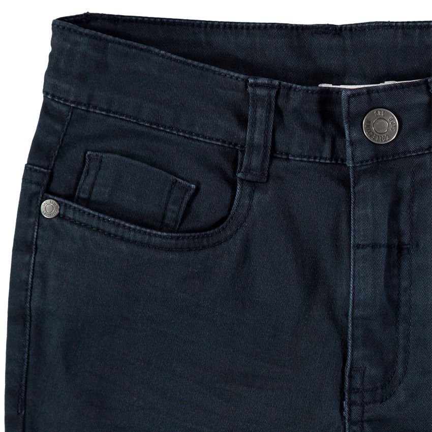 Pantalon à poches uni effet used et crinkle - Bleu marine