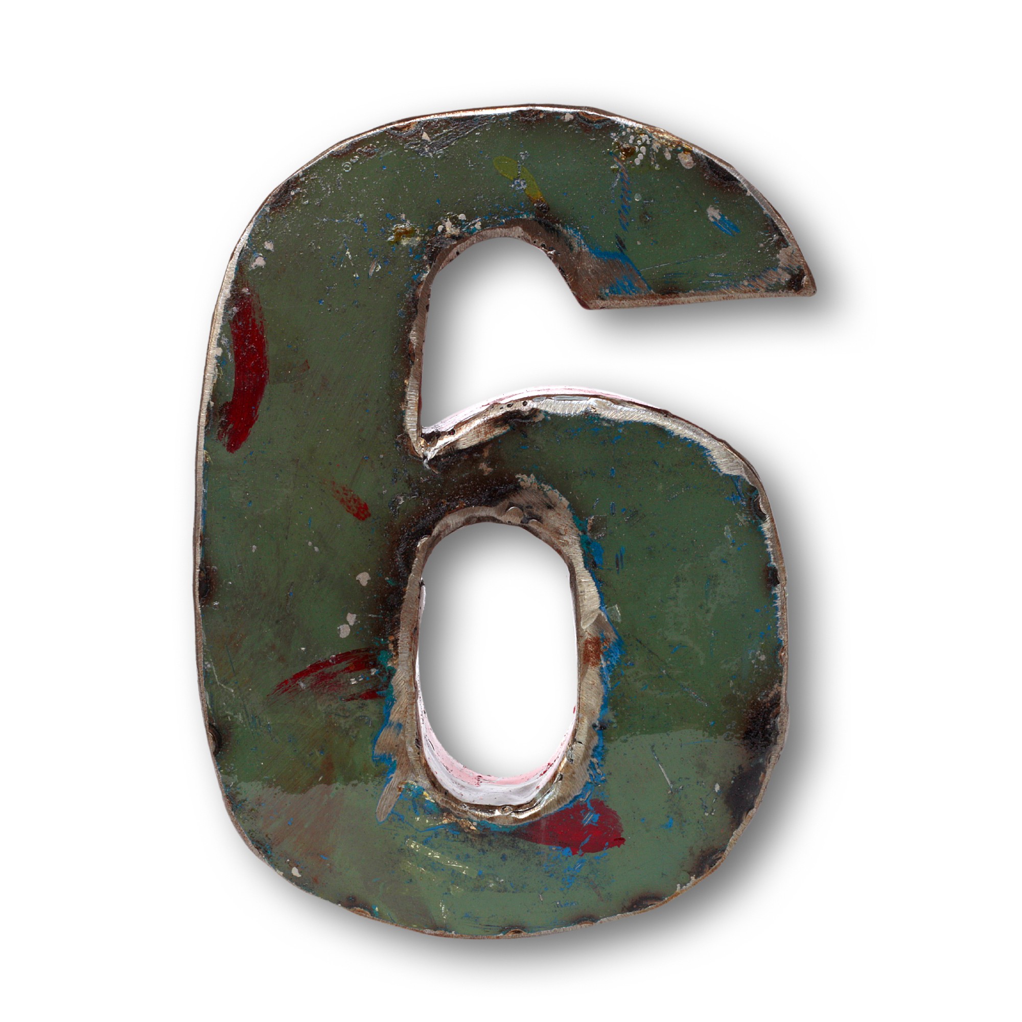 Metallziffer '6', multicolor, T 13 cm, B 20 cm, H 4 cm von fischer's lagerhaus