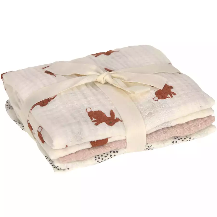 LÄSSIG Mulltücher M 3er Pack Little Forest Rabbit 60 x 60 cm