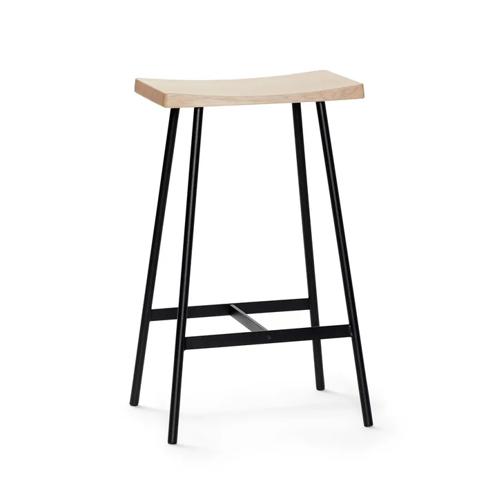 Andersen Furniture - HC2 Barhocker H 65 cm, Eiche weiss pigmentiert / Stahl schwarz
