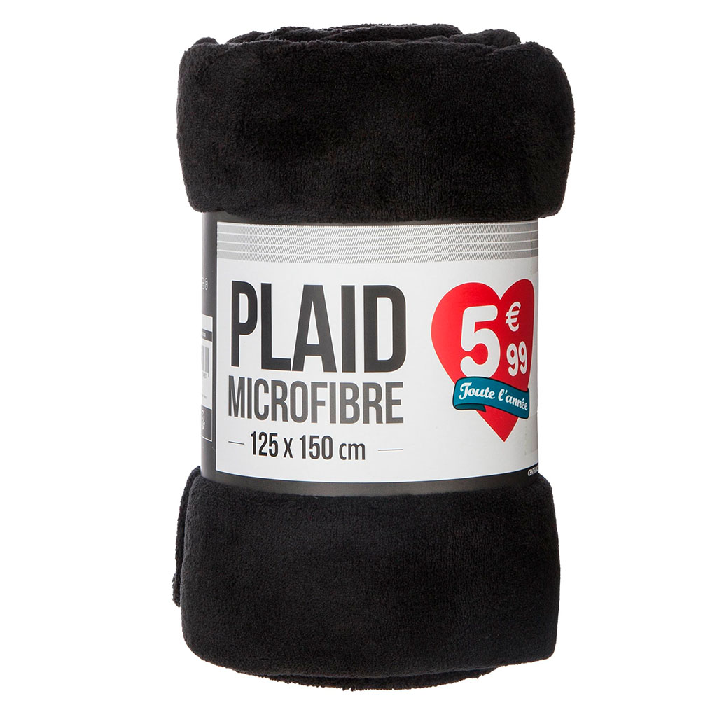 Plaid microfibre noir 125x150cm