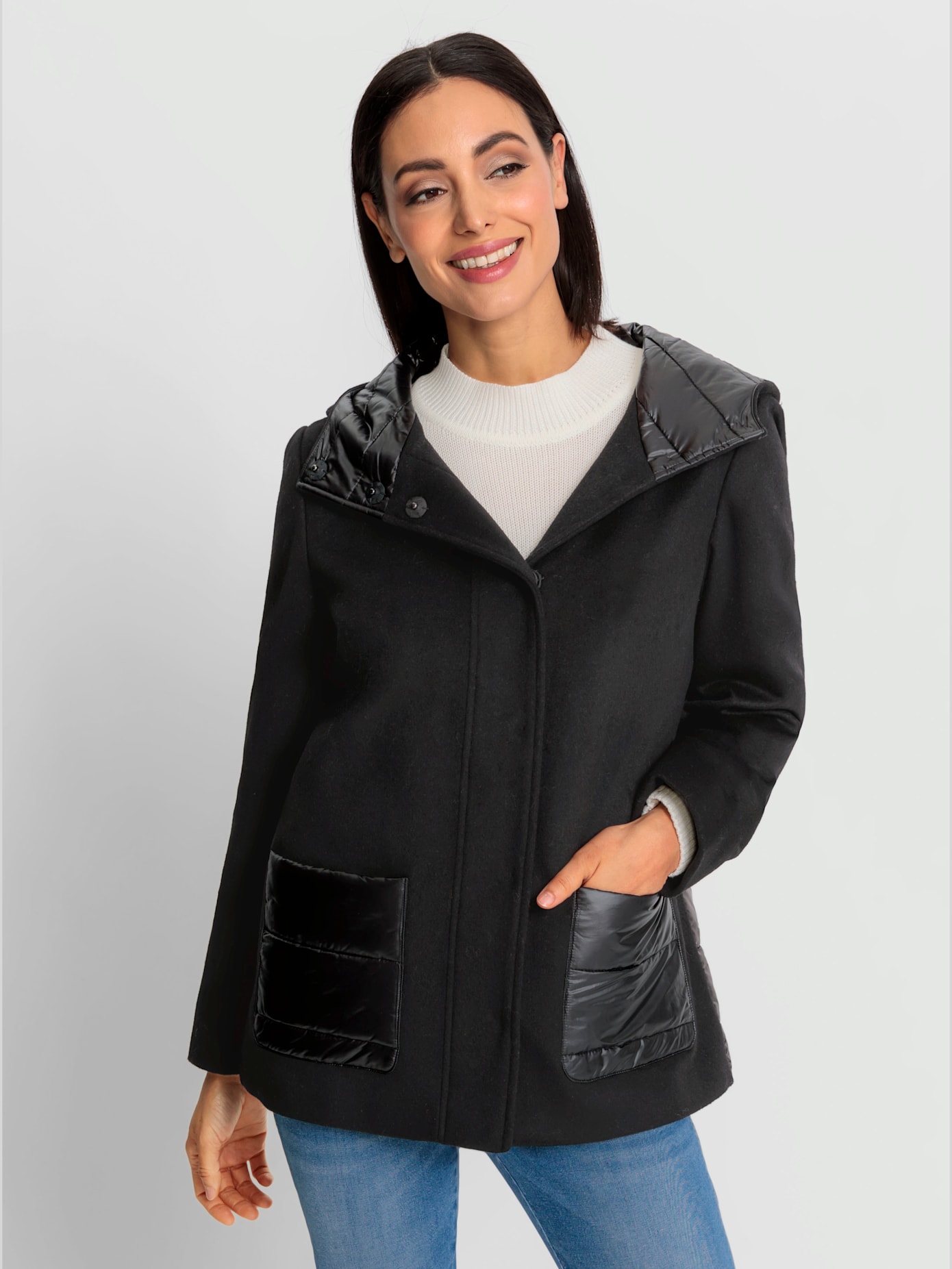 Veste d'extérieur mélange de matières tendance