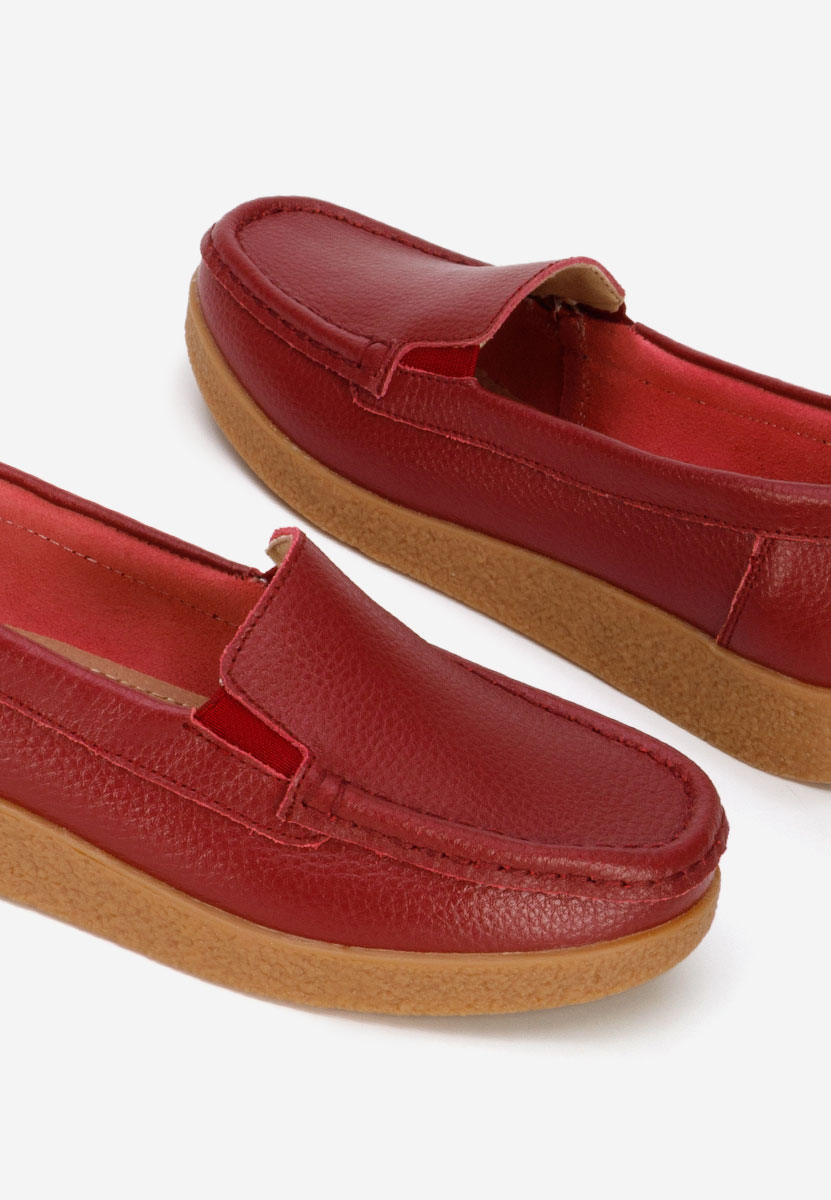 Mocassins en cuir naturel bordeaux Nerida
