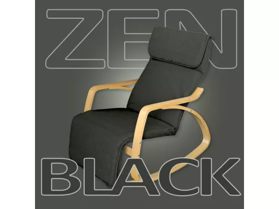 Fauteuil relax à bascule avec repose-pieds réglable mod. ZEN NOIR NATUREL par Yelloo