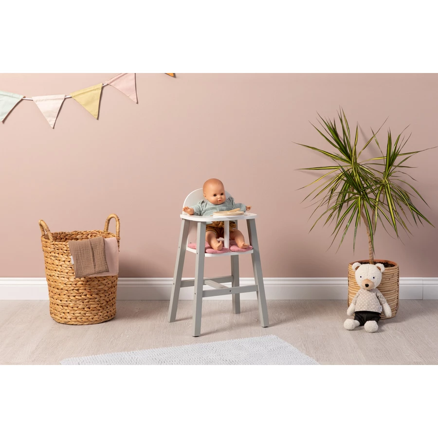 MUSTERKIND® Puppenhochstuhl Viola, grauweißaltrosa