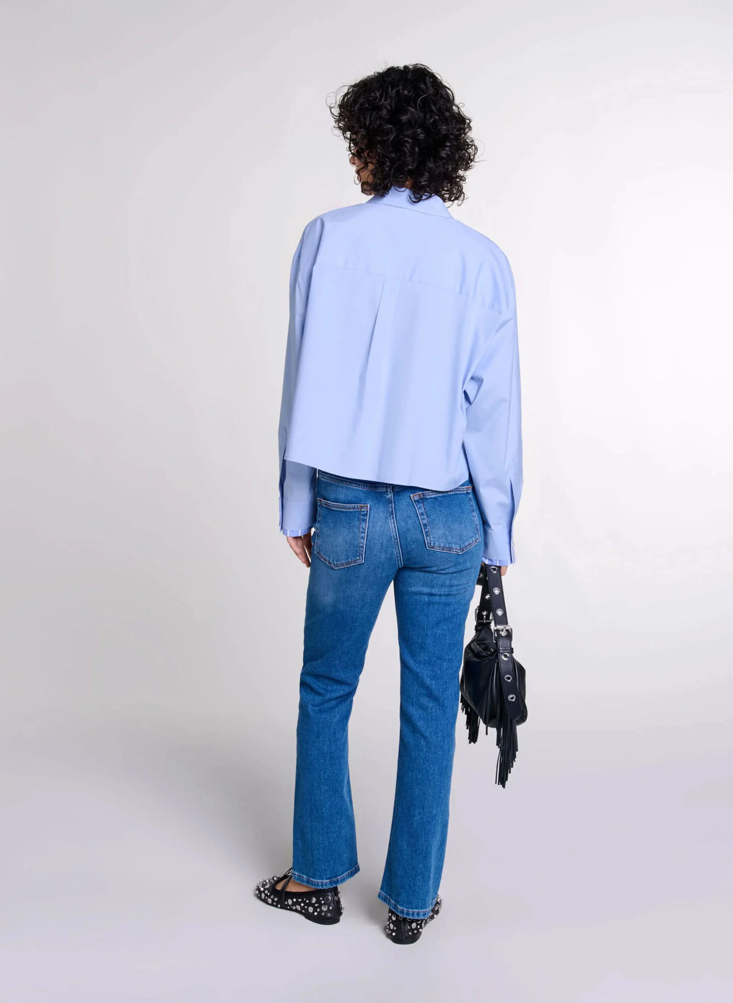 Jean droit en coton mélangé | Bleu