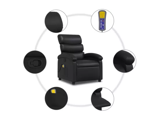 Fauteuil massant inclinable Noir Similicuir