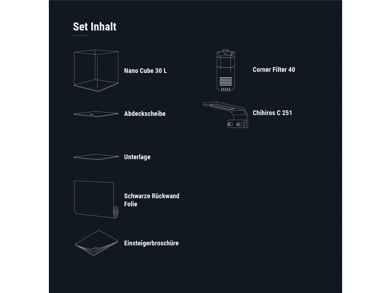 Dennerle Aquarium Nano Cube Basic, 30 l Mini Aquarium Set