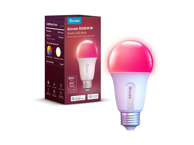 Govee Smart LED Bulb, 800 lm, E27, RGBWW Smart WiFi Leuchtmittel RGBWW