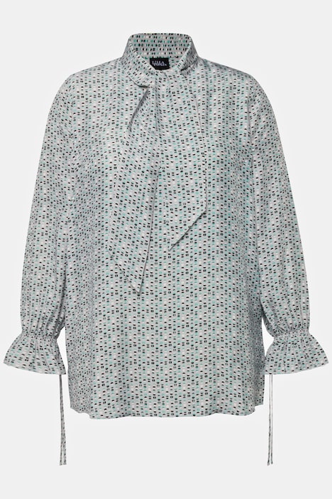 Bluse, Schluppe, Stehkragen, Langarm, Rüschen