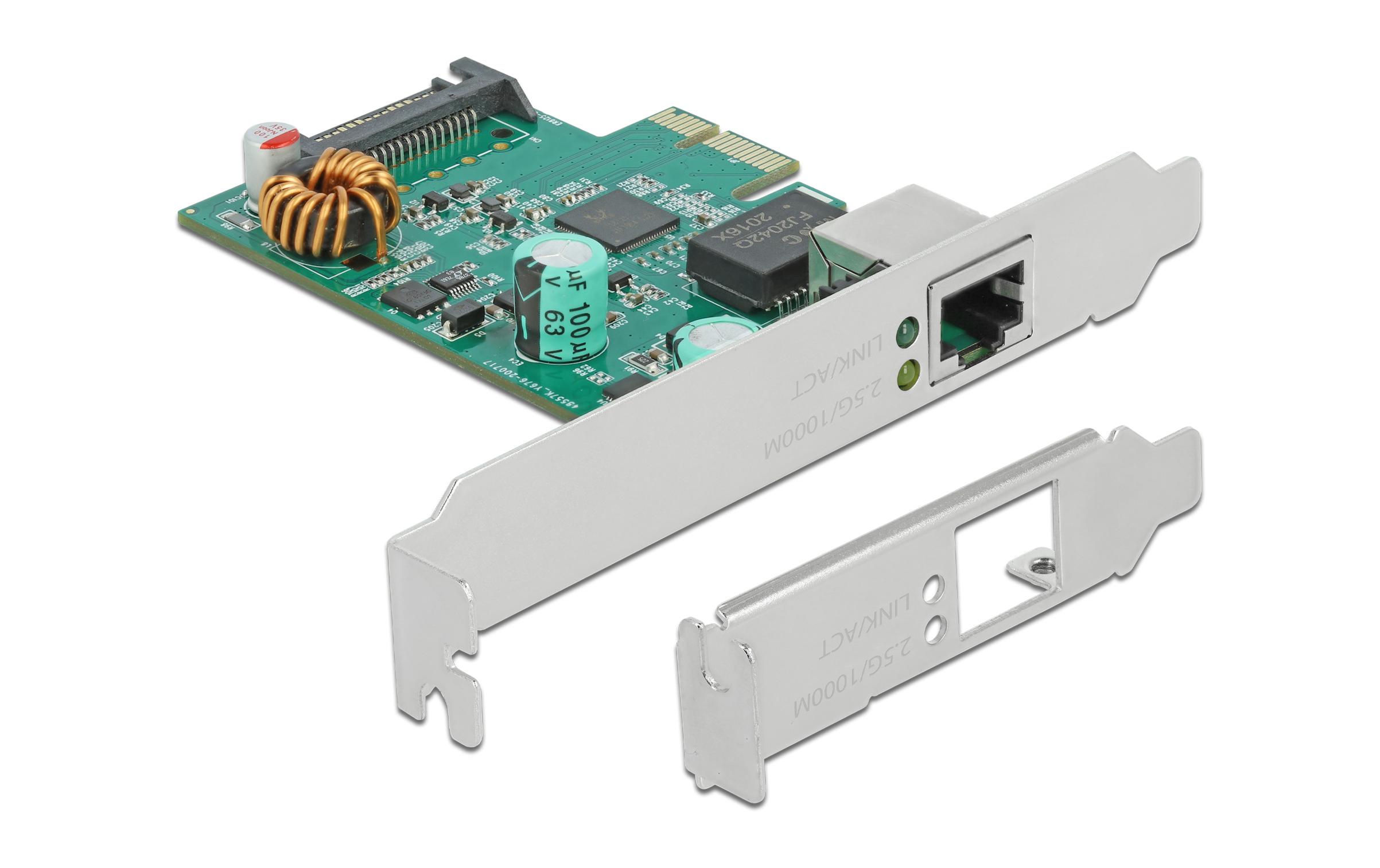 Netzwerkkarte 1x 2.5Gbps LAN, PoE+, RTL8125 PCI-Express x1Delock PCI Express x1 Karte 1 x RJ45 2.5 Gigabit LAN PoE+ RTL8125