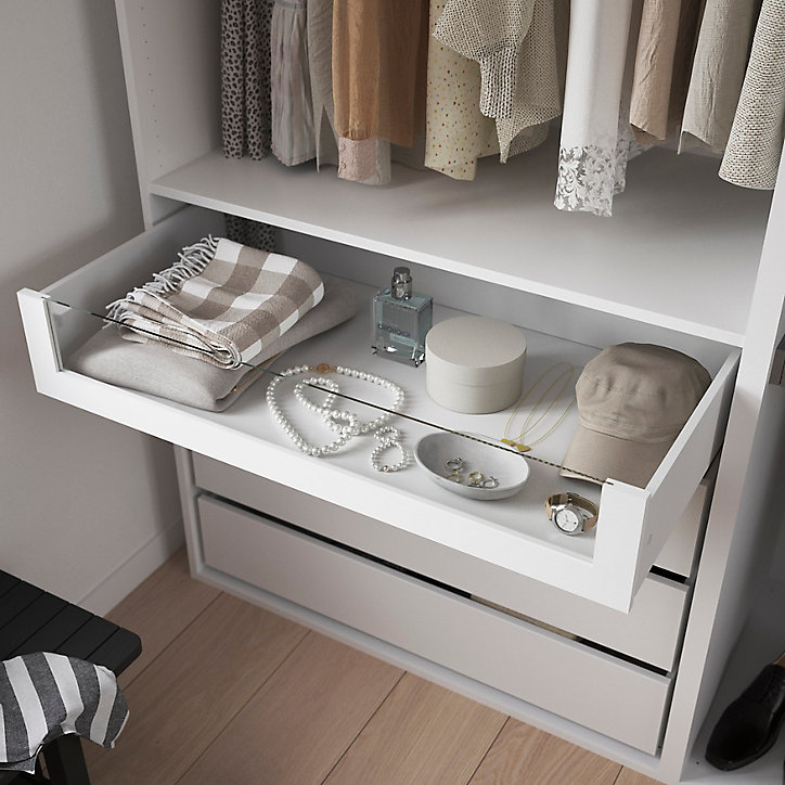 Dressing blanc 2 tablettes 5 tiroirs GoodHome Atomia H. 187,5 x L. 150 x P. 58 cm