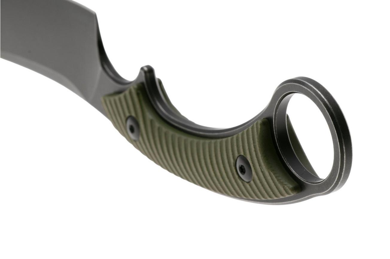 QSP Knife Viper QS166-B2 Blackwashed 10Cr15MoV, Green G10, vaststaand mes