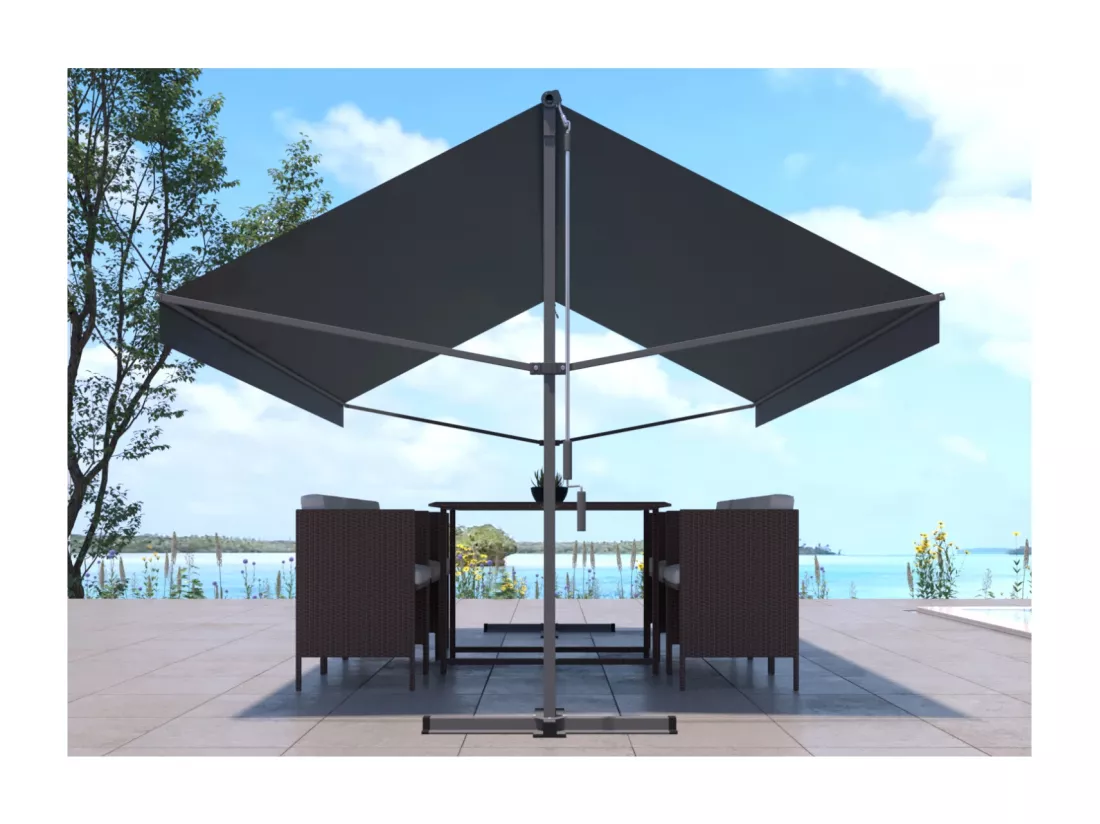 Store banne double pente gris 4x3m ISEO
