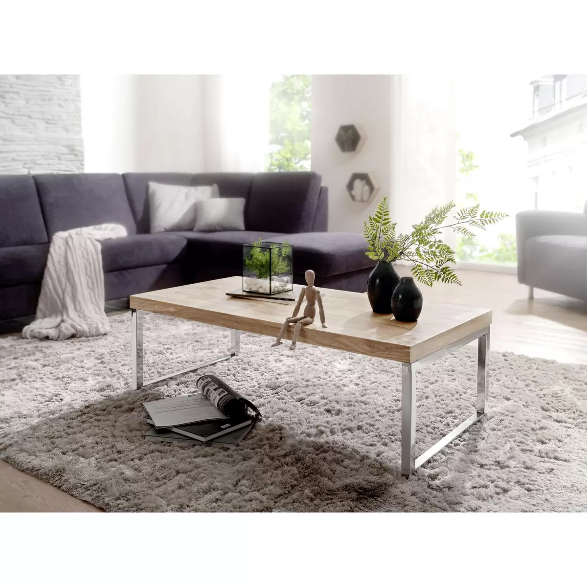 Couchtisch Oviedo braun,silber