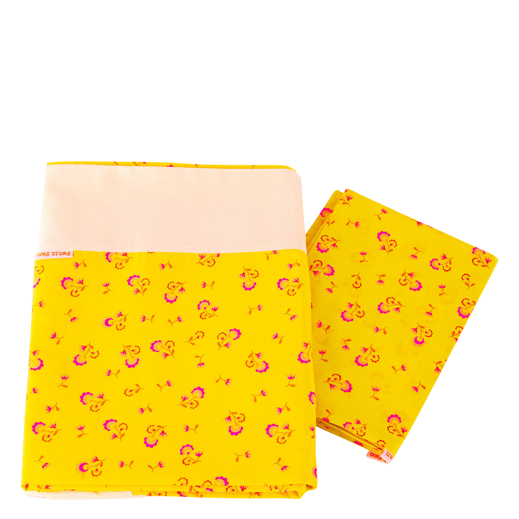 Parure de lit imprimé fleuri en coton | Jaune