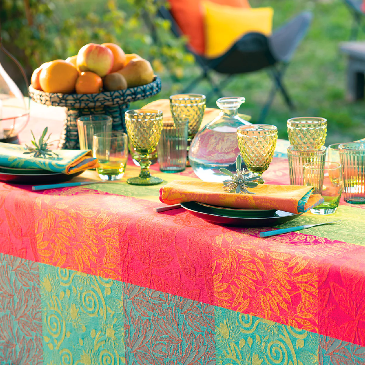 Nappe pur coton multicolore 180x250 Garnier Thiebaut