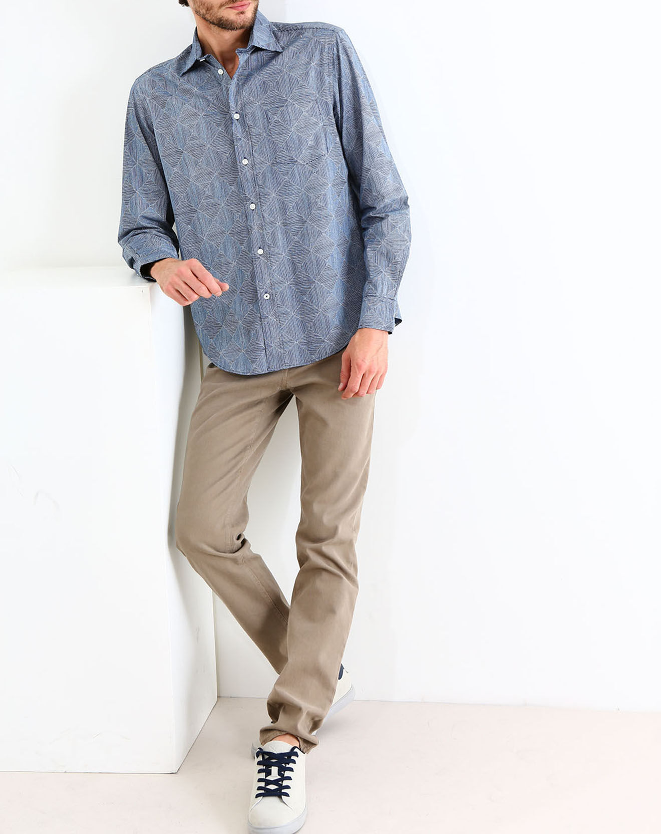 Hartford Chemise regular Dane imprimé bleu/blanc