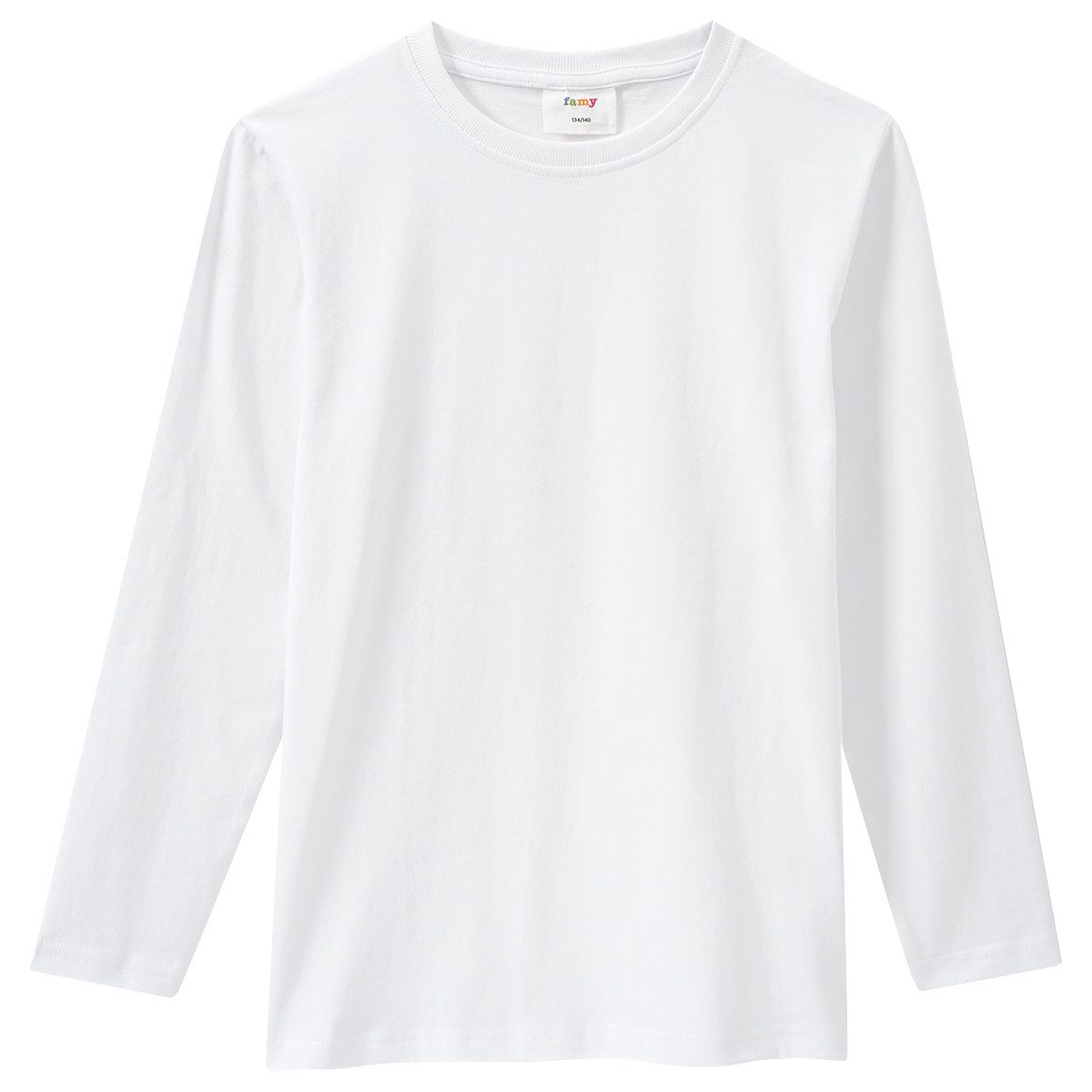 Famy Kinder Langarmshirt im Basic-Look weiss