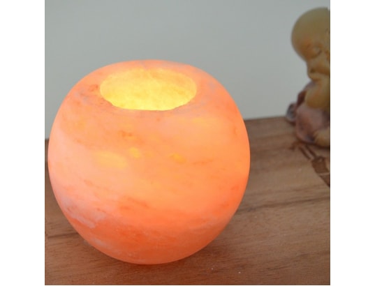 ZEN AROME - Lampe à poser Bougeoir en cristal de sel himalaya sphère 900g