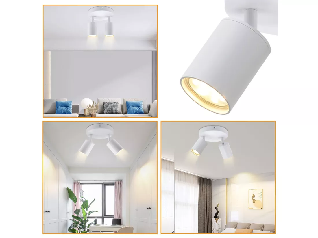 NETTLIFE spot plafond 2 ampoules noir GU10 salon plafonnier moderne orientable