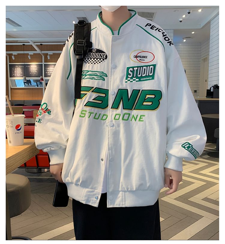 VEAZ - Oversized bomberjack met geborduurde letters