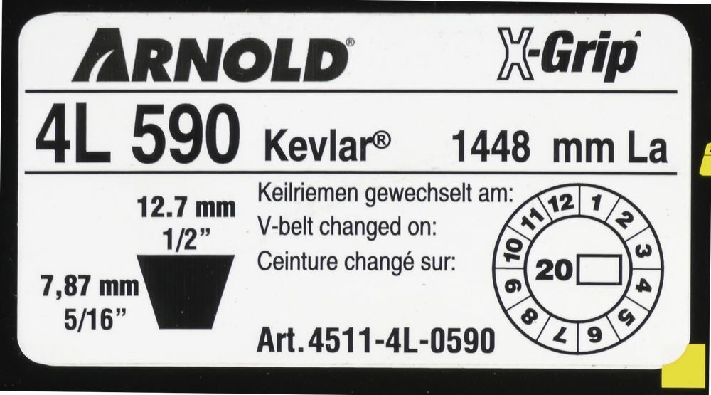 Courroie trapézoïdale x-grip v de type 4l590
