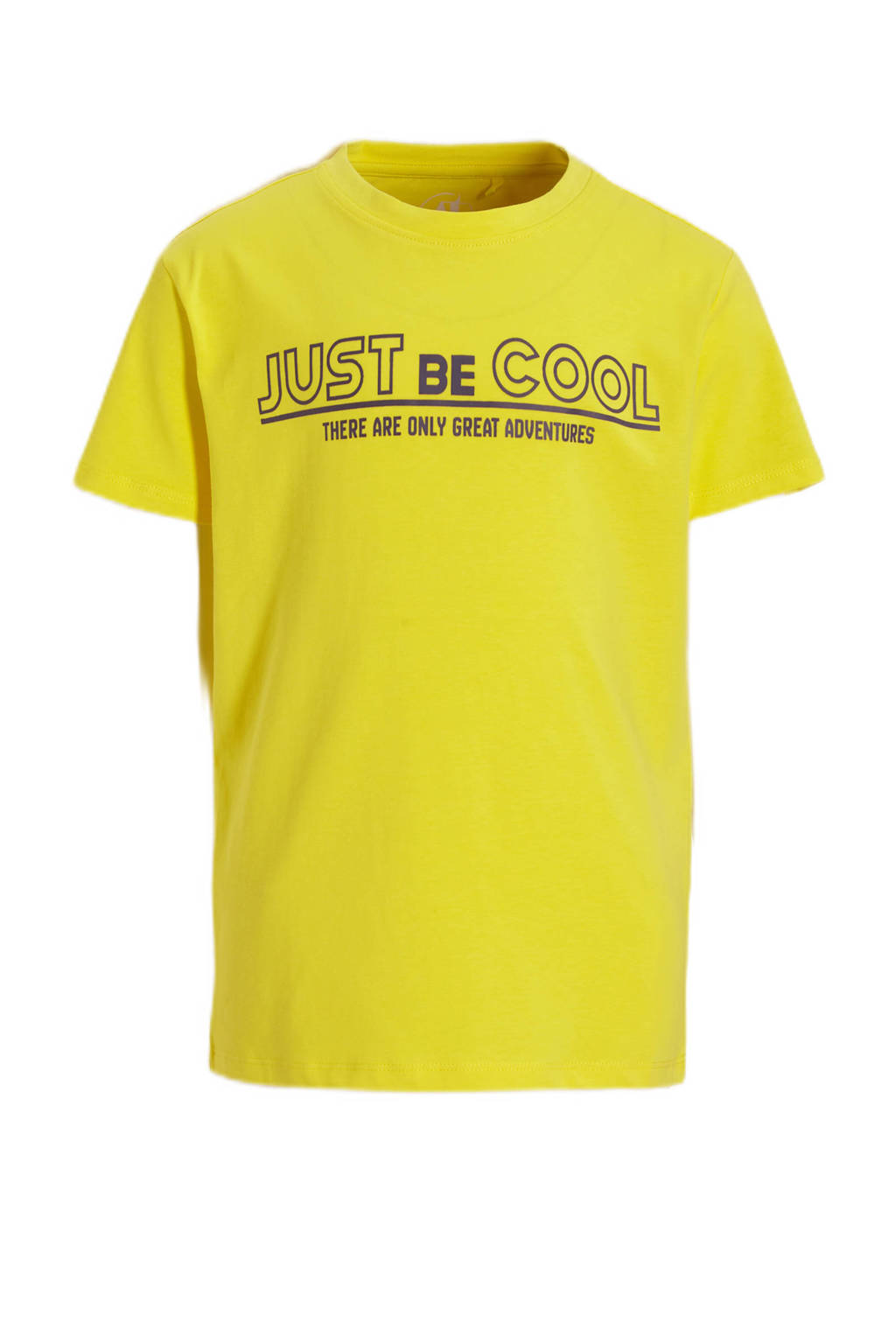 anytime T-shirt met tekstopdruk geel
