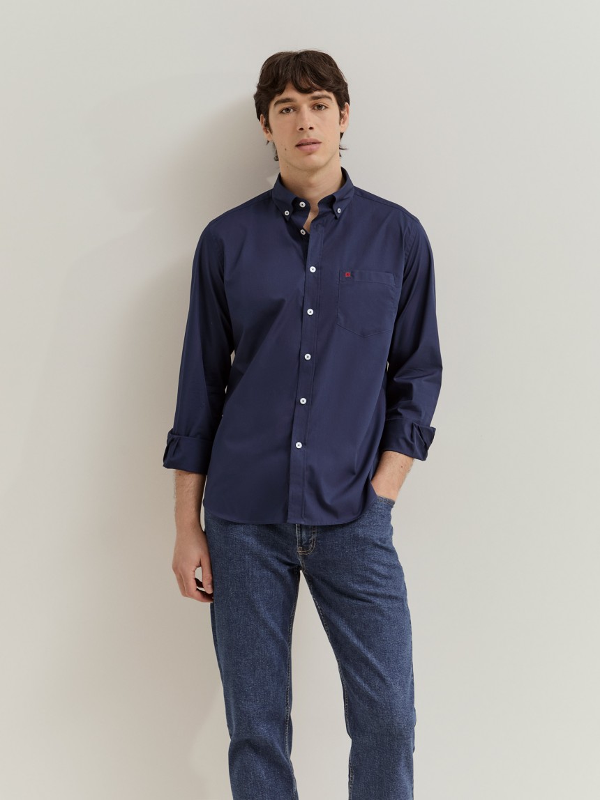Camisa regular fit em algodão