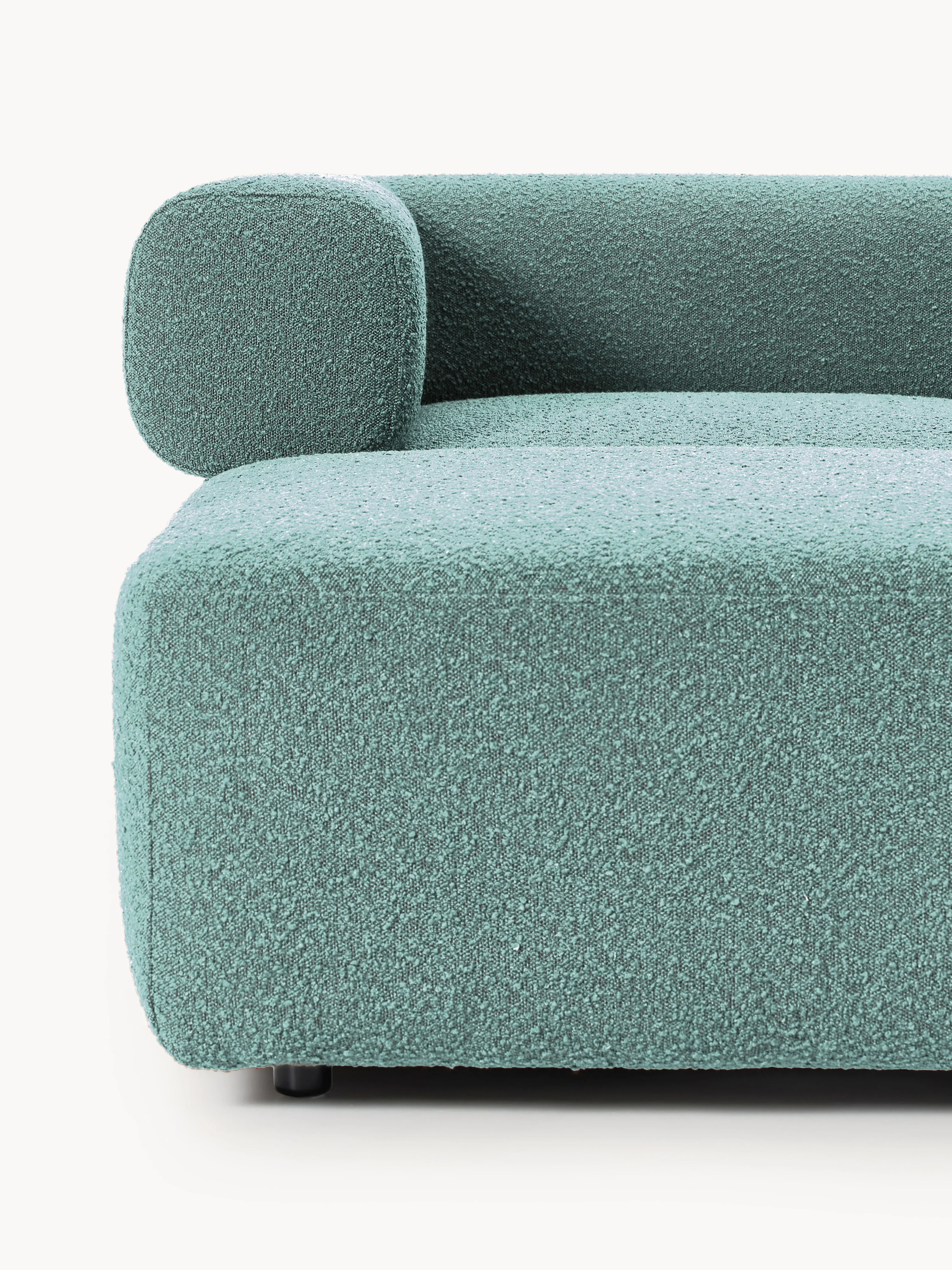 Modulaire bouclé bank Anton (4-zits) met poef (links/rechts