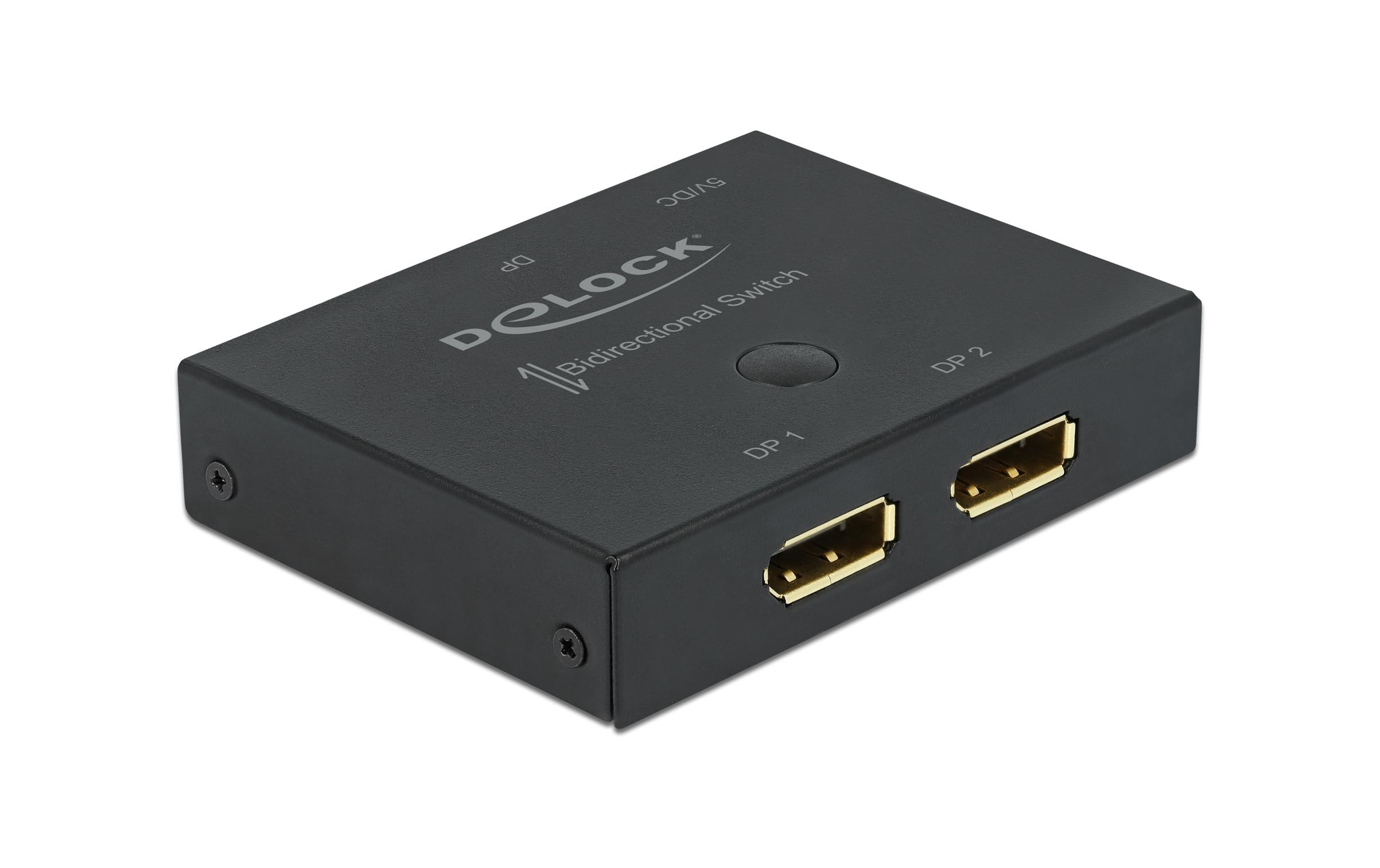 Switchbox 2 Port Displayport 8K/30 Hz BidirektionalDelock DisplayPort 2 - 1 Umschalter bidirektional 8K 30 Hz
