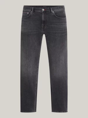 Calça jeans Denton reta e ajustada, preta desbotada.