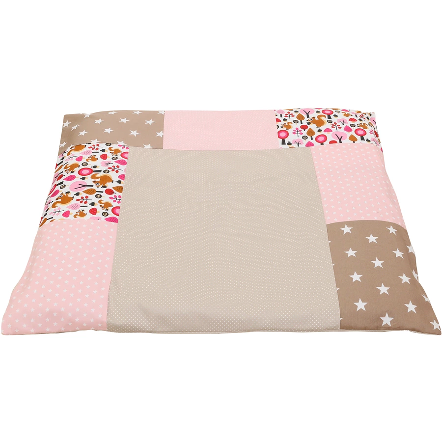 Ullenboom Patchwork Wickelauflagen-Bezug Sand Eichhörnchen 75x85 cm